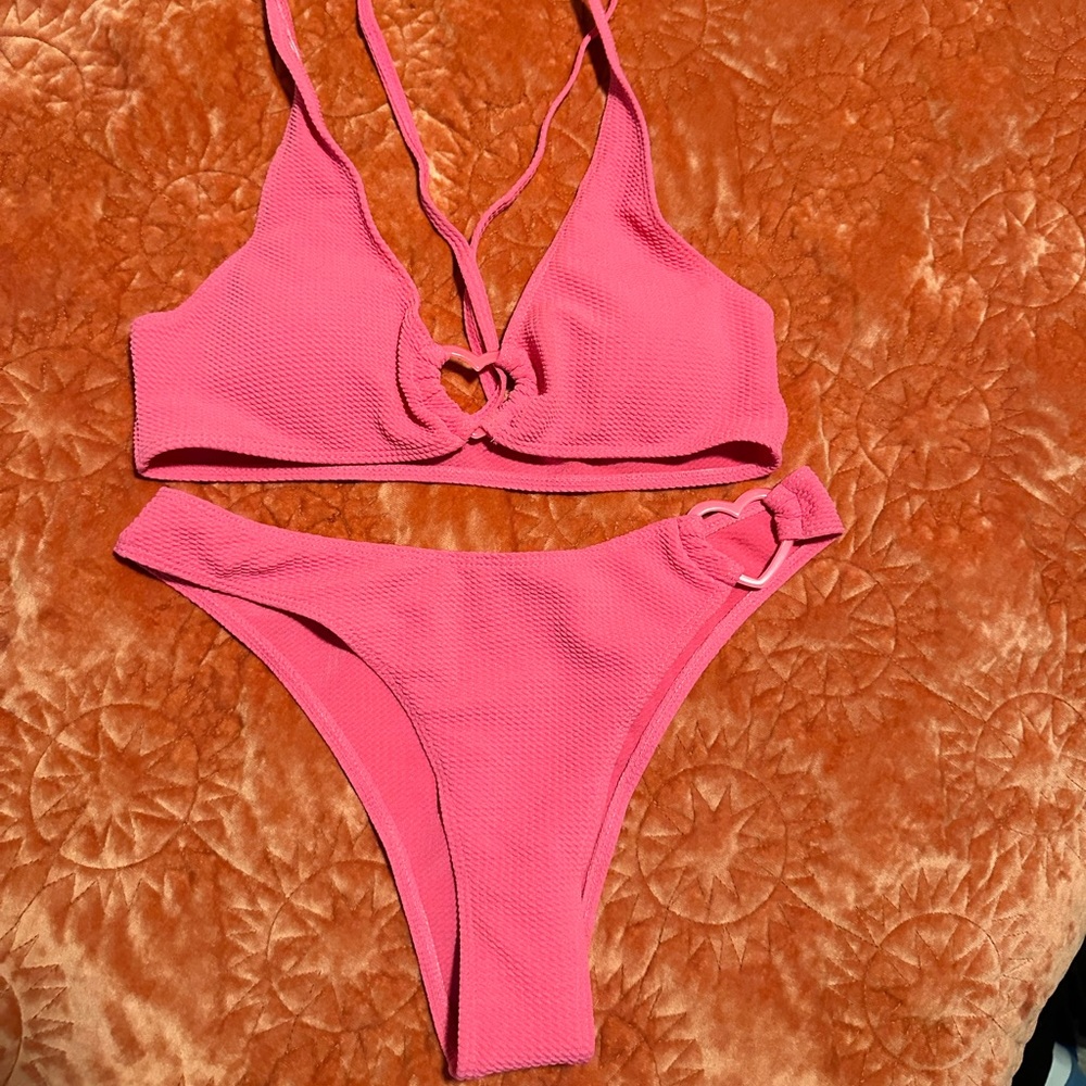 Heart Cutout Pink Bikini